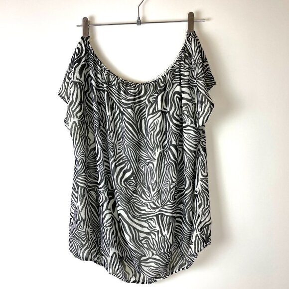Vince Camuto zebra print off the shoulder blouse medium - Picture 1 of 5